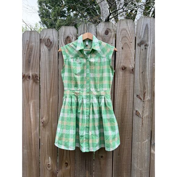 Reworked Green Gingham Cotton Tunic / Mini Dress / Western - Picture 8 of 8